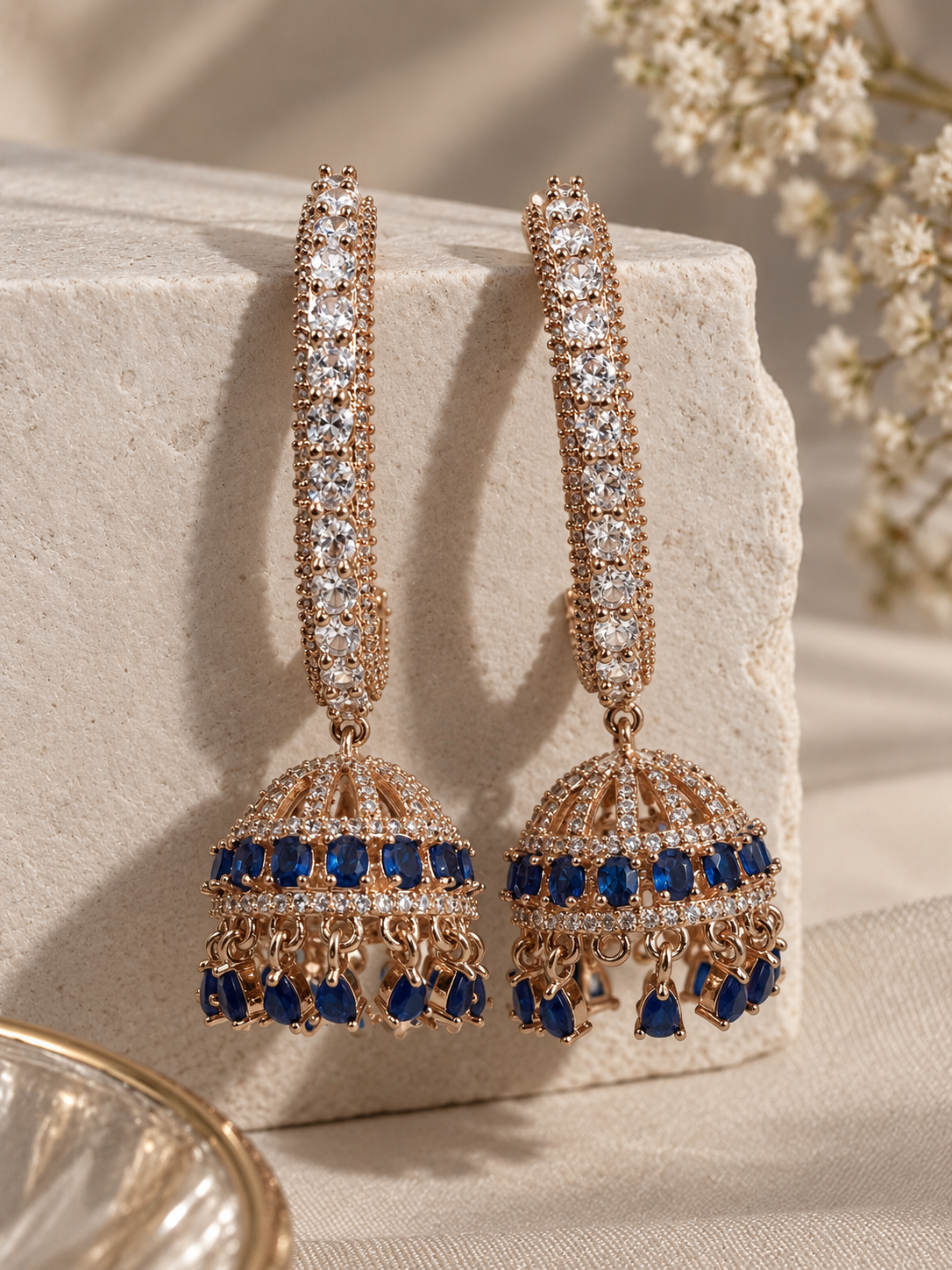 Blue Stone Jhumkas