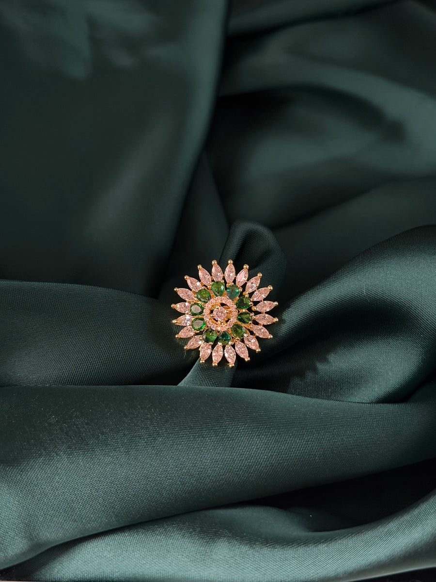 Green Gold Zircon Ring alternate view